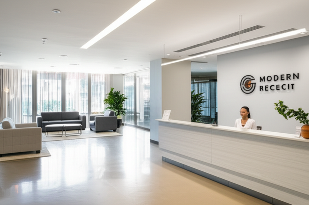 Modern office reception area